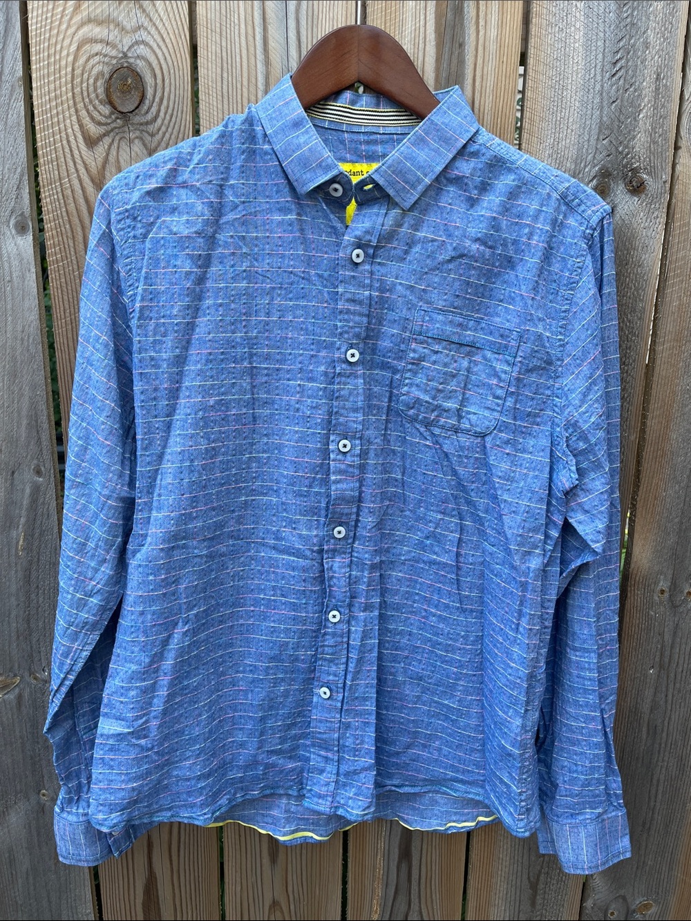 Descendant of Thieves Button-Up Shirt Blue w/ Subtle Multicolor Large